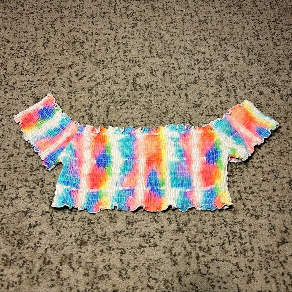 PINK Victoria’s Secret Multi-Colored Tie-Dye Ruched Bikini Top Size Small